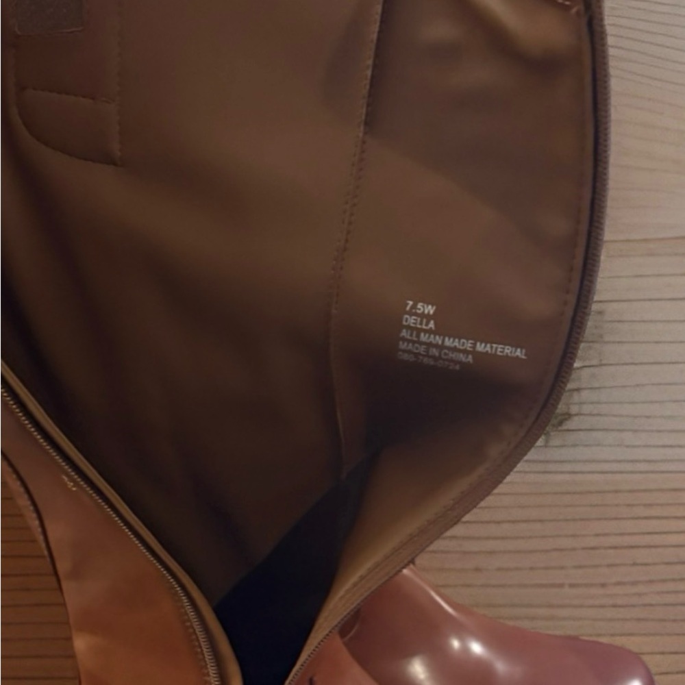 Aerosoles Tall Riding Boots Cognac Brown Sz 7.5 Wide, Block Heel, Side Zip, NWOT - Picture 6 of 7